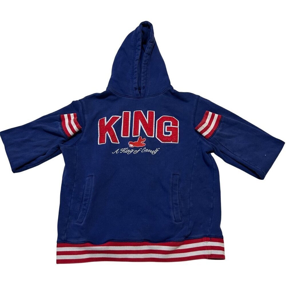Akoo "King" Hoodie Medium Blue & Red Cotton/Polyester Sweatshirt‎ Y2K